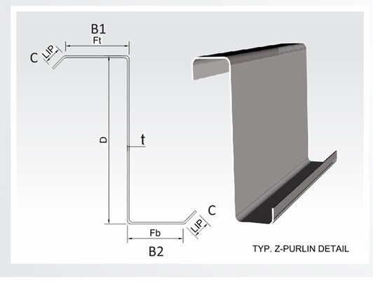 Z Et C Purlins are structural members designed and produced using modern and advanced technology for use of secondary supports for economical roof sheeting and wall cladding systems in any type of buildingThe design of steel structures involves selection of most economical support members to carry loads and withstand direct and induced forces to which the structure may be subjected during its life span. These sections are also available in multiple grades starting from E250 to E410, ST 52, IS 2062.Super Z Et C Purlins are gaining popularity with engineers and architects worldwide, due to its wide product range and superior sectional properties which lends greater flexibility to a designer leading to efficient and economical design.Super Z Et C Purlins are supplied in customized lengths as per the lengths of the bays with pre-punched holes in slotted pattern for quick bolting. This kind of system gives an excellent strength to weight ratio with flexibility for specific size requirement.Slot Holes Options: 1) 14*22mm 2) 18*36mm