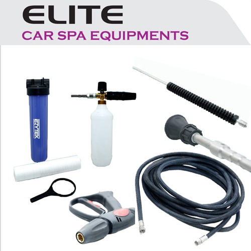 High Pressure Accessories* 10 Micron Filter* Gun with quick connect* Short Lance* Long Lance* Foam lance with Bottle* Hose 10 Mtr