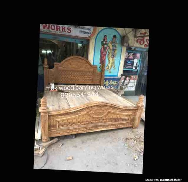 Full Teakwood double bed with storeg in side storeg ciliary 15 inches top used wooden storage in side fully wood best carving design posters type side pools cots size 6x6.25 with polish finishing natural colour and other colour nicely carving works this model only on order for ready no I stock cot first order after 15 days dilevary