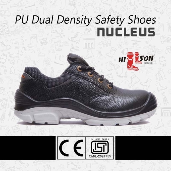 Double density leather safety Shoe,Lining: Moisture wicking breathable fabric liningSteel Toe: Can withstand an impact of over 200 JSole: Double density directly moulded PU soleOil and acid resistant, anti-static