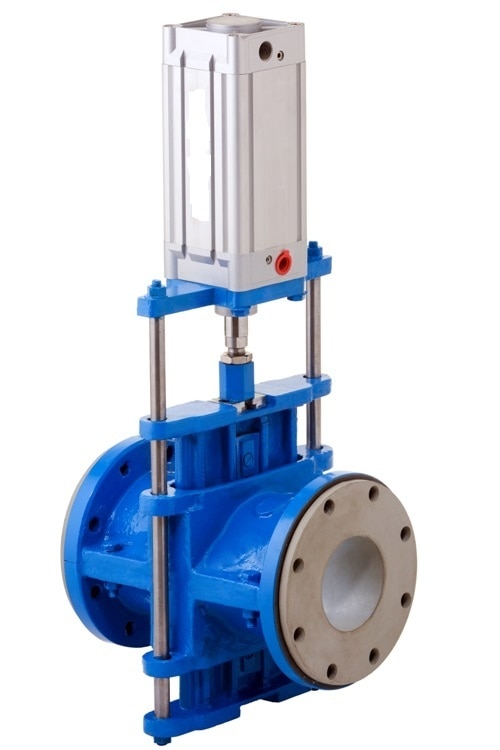 JD pinch valves are ideal solutions where shut-off and control applications involve abrasive or corrosive slurries, muddy sediment, silty liquid powders or coarse substances. The number of design variations is virtually unlimited as the modular structure of a JD valve enables the selection of any actuator, valve body construction and sleeve material to fit specific process conditions.JD modular pinch valve design has three main components: the sleeve, the body and the actuator (manual, pneumatic, and electric). The sleeve is the only part that is in contact with the process medium. The construction and materials of all three main components can be tailored to suit most process conditions. Self-cleaning JD CONTROLS valves provide 100% tight shut-off even if solids have built up on the sleeve wall. When compressed, any crystallized particles flake off the sleeve surface and are washed downstream