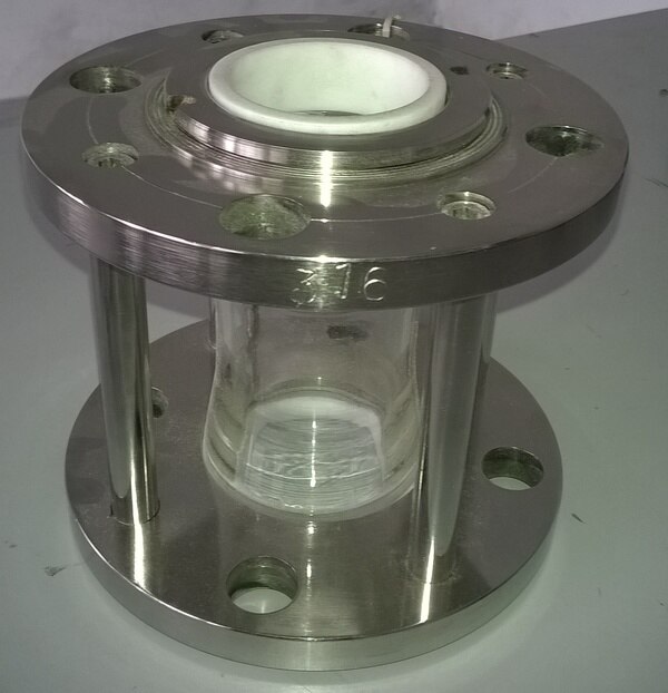 MOC M.S./ S.S./PP/PTFE Lined In Fabricated Or ICType Glass Window Liquid Flow IndicationTemperature 350 Degree CelsiusLine Size Up to 14 Inches (350 mm) OTHER Size is CustomizeGlass Toughened GlassVersion Double / Single Window ViewingConnection Flanged / Threaded.Display Type DigitalBrand KabirK-TECH Sight Flow Indicators Which Are Most Commonly Used For Monitoring Liquid Flow In Pipelines Without Compromising The Integrity Of The Piping System. Visual Observation And Supervision Of The Process Flow Stream Are Two Of The Main Concerns. Single / Double Window Constructions, Sight Flow Indicators Are Available In Various Figures & Material. Cs / Ss Made Bodies With Toughened Borosilicate Glass Windows And Standard Units In Flanged / Threaded Connections Provide Immunity At Higher Temperature & Pressures. These Offer A Quick, Reliable And Inexpensive Way To Affirm Flow Rate And Direction, And Monitor Color And Clarity In Fluid Lines.Features:Different Construction & Sizes, Highly Economical, Versatile Uses. Easy - Access Bolt - On Design.Used For Major Liquids. Toughened Glasses. No-leak Guaranteed.Working :When A Problem Occurs At Certain Points Along The Industrial Process Line, Sight Flow Indicators Are Used To Visually Monitor And Determine The Flow Of Fluids. These Affordable And Easy-to-operate Devices Are Installed Directly In The Process Line And Allow Operators To Qualitatively Observe Flow Rate, Direction, Color And Clarity. The Readings Are Then Viewed Through A Glass Viewing Lens. There Are Two Ways To Deploy Sight Flow IndicatorsIndividually At Vital Points Along Fluid Lines Where Alterations, Disruptions Or Contamination Of Fluids Are Supposed To Have Occurred Or In Banks, All Together, Where Simultaneous Monitoring Of Multiple Fluid Lines Is Necessary.Application :The Basic Applications Of Sight Flow Indicators Are Spread Across Several Industries And Include Measuring Levels Of Water, Condensate, Coolant, Diesel, Solvent, Chemicals, Alcohol, Lube Oil, Juices Etc.