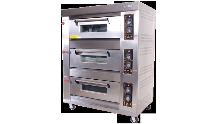 Every Baking oven is designed to be versatile and flexible enough to generate a wide range of products. Quality construction ensures attractive, long-lasting equipment, while the advanced technology of our precision heat, air and steam control means products that are perfectly baked each time. Our Baking Ovens are perfect for any product where the crust is king. The combination of specially designed heating elements and high-quality, atmospheric steam means you get exactly the finish you want, from a thick, chewy pizza slice to a flaky, crispy loaf of artisan bread.Product Specification• High quality Single/Double/Triple Deck Baking Oven.• Suitable for all Kind of baking i.e. bread, pastries and cookies etc.• Available in gas or Electric operated mode.• Heavy M. S. interior, S. S. front and heavy legs.• Mineral wool insulation.• Independent settings to heat top and bottom of each deck separately.