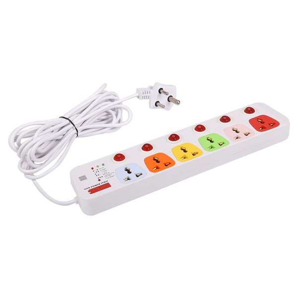 • Six universal sockets and six switch (In 6+6 model only)• Double pole on/off switch• Full unbreakable high heat resistant body with attractive and sleek design• Power connection indicator to indicate wiring faults• Heavy duty 3 pin mains cord• Full heavy brass parts and fuse blown indicator• Operating Capacity: 6Amp. 240 V AC onlyWarranty: 6 Month carry-in warranty against manufacturing defect (not valid for burnt, broken, wet and mishandling), fuse/battery is not covered under warranty
