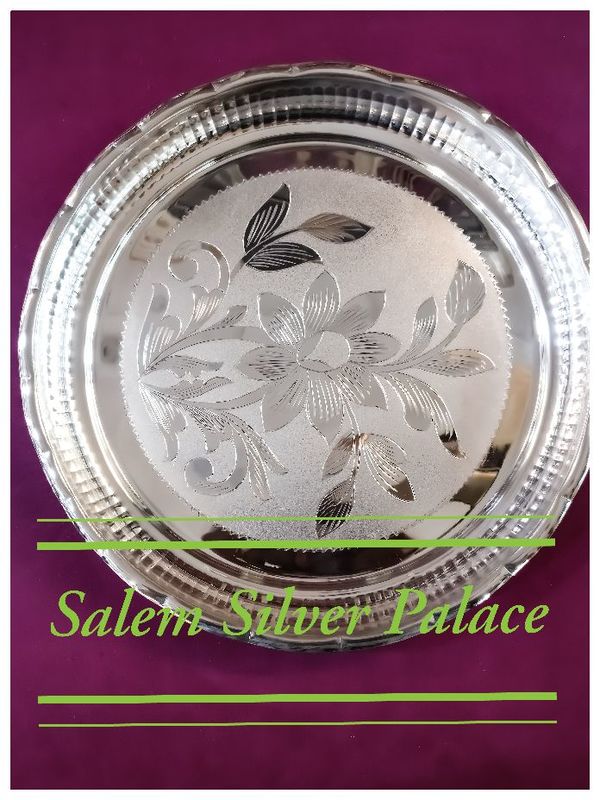 Silver 92.5 hallmark pooja plates and engraving plates. Available in 83.5 hallmark and 80 hallmark standards. Weight range starts from 30 gms. Available in normal melting standards. For wholesale and retail orders contact us.