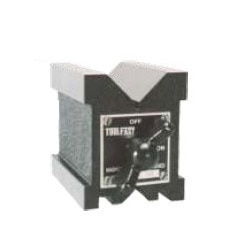 TOOLFAST' Magnetic V-Blocks are precision ground V-Blocks with high power magnets. Accurately fitted magnet ensures easy movement of knob. Available in single as well as matched pairs. These V-blocks have main holding 'V' and bottom face fitted with hardened steel plates having hardness 52-56 HRC. Parallelism & Squareness of all faces & 'V' within ± 0.005mm. Most suitable for inspection and tool room applications. Inspection certificate is furnished. MODEL	LENGTH	HEIGHT	WIDTH	N. W.KGS. (PAIR)MVB-4-H	100	95	75	9.0MVB-6-H	150	95	75	13.5