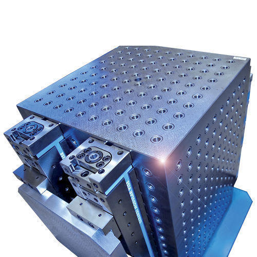 To support and complete the Gerardi Modular Workholding System a more and more strategic and important role is played by all the range of modular tombstones and sub-plates. They are manufactured in the most different shapes and versions, anyway always provided in one solid cast iron cast G30 with walls about 40 mm thickness and with double stress relieving heat treatment. Recently in high resistence alluminum.The shapes available are: Cubes, Two side tombstone, Angles, Plates and subplates, Shelves and special on specific request. As finishing following are available:-One solid cast iron. Rough milled -Rough milled casting with overall material and base finished-Completely finished with tolerance of ± 0,02 mm -Grid tombstone with calibrated holes and solid threads-Grid tombstone with hardened bushings 100 Cr6 and inox steel helicoils