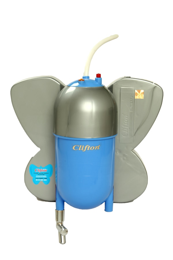 Clifton Butterfly Silver Model- Hot water within 4 second .64 liter hot water in 1 Unit electricity.Easy to install no plumbing require.Features of Butterfly Silver Model- 1. Power saver switch - Don't worry , if you forget to off your geyser, it will off automatic, there is even no danger of geyser bursting, and no more electricity consumption. Our Instant Portable geysers are well- known in industrial circles for the high quality of the raw material which we use and for their efficiency, reliability, long, trouble-free service and cost effectiveness. These heaters have also been installed in several large hotels, restaurants and resorts and for domestic purpose also.