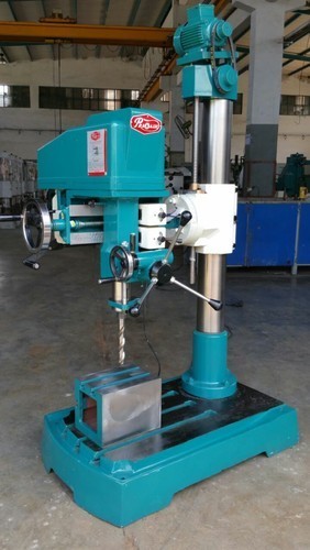 We are a leading Manufacturer of auto feed radial drilling machine, heavy duty geared radial drilling machine, geared radial drilling machine, double column radial drilling machine, geared drilling machine and fine feed radial drilling machine from Rajkot, India.Product Details:Minimum Order Quantity : 1 UnitDrill head Motor : 1.5 HP/1440 RPMSpindle Speed RPM Steps : 105-2650 X 8Diameter of RAM quill : 72 mmSpindle Auto Feed Ranges mm rev : Fine FeedMax min dist spindle nose to base : 860/100 mmMax min Dist Spindle Center To Column : 1640/330 mmMax Drilling Radius : 705 mmDrilling in MS : 25 mmDrilling in CI : 30 mmTapping in MS : 12 mmSpindle in Taper : MT-3Spindle in Travel : 175 mmModel : R25Brand : PrakashWe are offering Geared Radial Drilling Machine to our clients.Features:Taper WedgeAll side useful boxtableStandard Accessories:Motor Pulley Extra Accessories:Electrical Motors