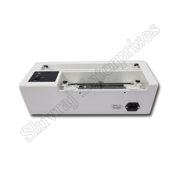 Paper Size A4 Cutting Size 90*54mmPage edge saw Left edging saw adjust from 9 to 12mm, top edging saw adjust from 3 to 10mmCutting Life spam >100000 timesMachine precision <05mmCutting Speed 30 pcs per minVoltage AC220V 18WWeight 9.5kgPRICE:9900/-+GST