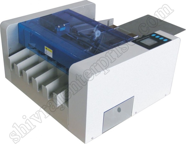 Way of cutting: Longitudinal: rolled cutting by a roller Horizontal: cutting by a lateral long cutterWay of paper feeding: Automatic paper feeding in single rubbing waySize of paper: A4(210mm*297mm) A3(297mm*420mm) A3+ (320mm*480mm)Thickness of paper: 0.20mm(180g/m2----0.30mm(250g/m2)Paper nature: Common Paper, Quality paperCutting Speed: For Name cards, about 100pcs/minCutting size: Longitudinal: 55 (or54)mm and 89 (or 85, 90, 95)mm Horizontal: 40-250mm adjustableVolume of paper: Maximum 12pcs (about 0.25mm thick) for name cardVolume of name card: 180g/m2 150 x 5pcs 250g/m2 110 x 5pcsMechanical dimension: 510mm x 305mm x 755mmAmbience of use: -15 ~ + 40 dregree celsius Humidity: 35%~70%Weight: 35 kgsPower: AC90--240V, 50/60HZ,1.0APRICE :218500+18% GST