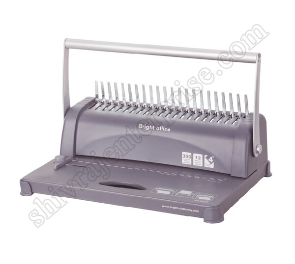 Products information:Max. Binding Capacity :21 rings plastic comb & 34 loops O-wireMax. Punching Capacity :7 SheetsPaper Margin :Plastic comb - 16mm(125 pages)o-wire - 14mm (120 pages)Distance between hole :Wire closing deviceHoles 21 Hole Size 3*8Four Hole PUnching FunctionWeight: 3.75kgMachine dimension: 388*260*160mmPRICE:2600/-+ GST