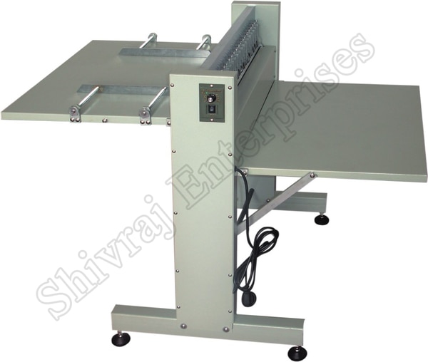 Products information:Max. Width : 600mmDistance : 6mmSpeed : 280 rpmVoltage : 220VWeight : 52 kgsHalf Cutting Blade : 15, Perforating Blade Blade : 1, Rubber Wheel: 3. PRICE:35200/-+ GST