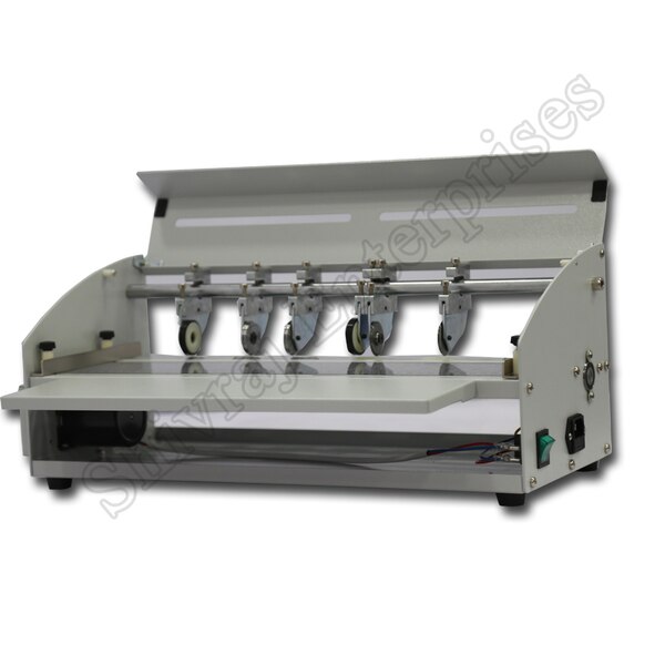 Products information:Max. Width : 500mmCreasing Blade : 2Pressure Paper round : 2Perforating Blade : 1Power : 220V(110V) 50HzWeight : 10 kgsPRICE:14300/-+ GST