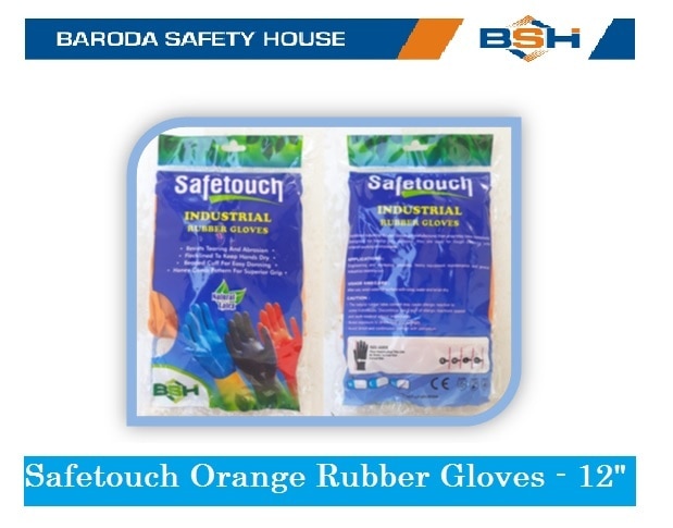 SafeTouch Orange Rubber Industrial Gloves