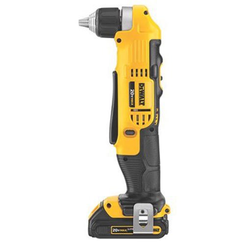 •	18V XR Li-ion compact right angle drill driver •	Two speed setting with reverse switch •	Compact 10mm single sleeve keyless chuck with automatic spindle lock•	High Performance fan cooled motor for maximum power and durability.•	All metal gearing & right angle transmission for efficient power transmission & longer tool life•	Led with delay for improve visibilitySpecificationVoltage – 18VBattery Capacity – 1.5AhPower Output – 360WSpeed – 0-650/2000 rpmMax Torque – 33/11 NmChuck Capacity – 1.0-10Max. drilling capacity wood /Metal – 28/10mmWeight – 1.75 kgWe are authorised service centre for DEWALT Power Tools. Tel : 022-23736027 For sales : + 918017265815, SALE@FAIRTRADECORP.IN