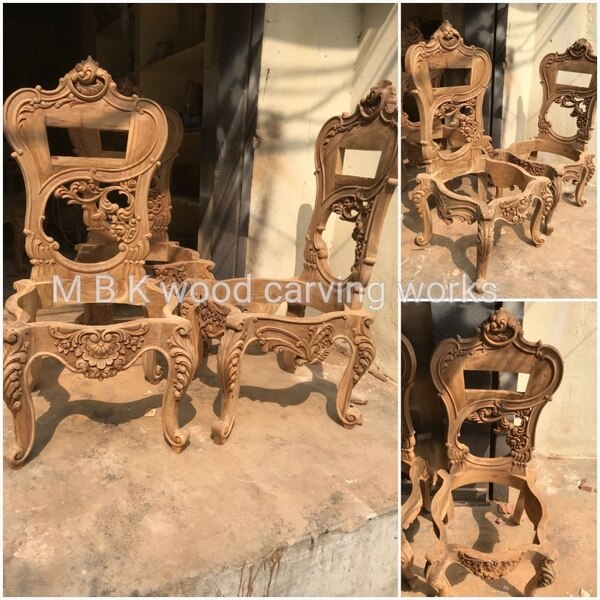 Wooden modular dining carving design chair best hand med carving design sheet and back Cushion best quality fabric used best teak wood minimum order for this chair quantity 4 to 6 to 8 chair this modular chair only on order for ready work time 20 to 30 confirm order size standerd each one chair price with polish and cushion Rated 21000