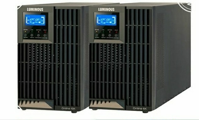 Luminous make Online UPS for IT equipment, Audio - Visual equipment, Medical equipment, process control, testing, measuring equipment critical load applications. Generator compatible .Available in two variants High frequency and with built in Isolation Transformer.  1, 2, 3, 6, 10, 15 ,20 KVA ratings