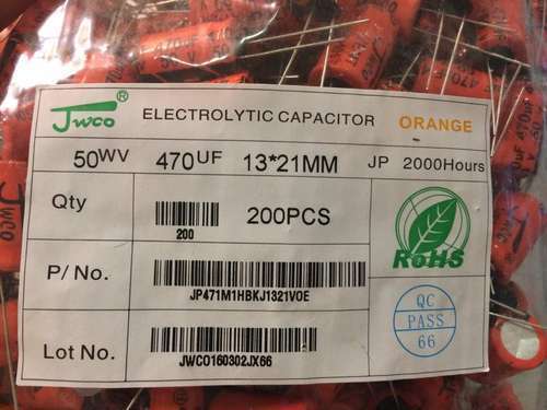JWCO Electrolytic Capacitors 470uf/50vAdditional Information:Port of Dispatch: MumbaiDelivery Time: EX-Stock