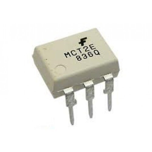 MCT2E OptoisolatorMCT2E optoisolator consist of a gallium arsenide infrared emitting diode driving a silicon photo-transistor in a 6-pin dual in-line package.Features of MCT2E: Operating Temperature TOPR-55 to +100 DegreeCLead Solder Temperature TSOL260 for 10 sec DegreeCCollector-Emitter Voltage VCEO30 VDetector Power Dissipation @ TA= 25 DegreeC 150 mWApplications of MCT2E:Power supply regulatorsDigital logic inputsMicroprocessor inputs