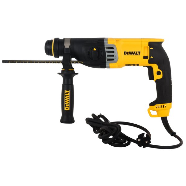 •	Ideal for drilling anchor and fixing holes into concrete and masonry from 4 to 28 mm in diameter•	Rotation-stop for light chiselling applications in brick, soft masonry and occasionally concrete•	Mechanical clutch eliminates sudden high-torque reaction should the bit jam.•	Electronic variable speed for total control in any application.SpecificationPower – 900WSpeed – 0-1450 rpmBeats/Min. – 0-5350 bpmImpact Energy – 3.0 JDrilling Capacity Concrete – 28mmMetal/Wood – 13/30mmWeight – 3.1 KgWe are authorised service centre for DEWALT Power Tools. Tel : 022-23736027 For sales : + 918017265815, SALE@FAIRTRADECORP.IN