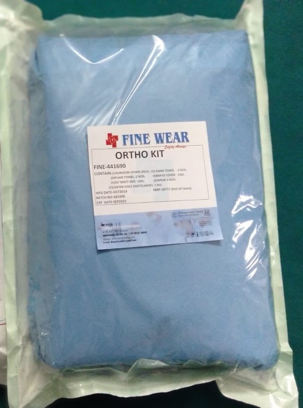 Surgeon gown- 2 nos, Hand towel- 2 nos, Mayo cover- 1 nos, Plain towel- 2 nos, 50