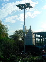 We are offering Solar High Mast Light to our customers, to cater to the lighting needs of customers. Our experts carry out the designing procedure in accordance with the industry laid parameters and thus, bring forth products imparted with flawless configuration. Easy to maintain and capable of delivering brighter illumination, these lights are in big demand across the country.Features:Compact designClear illuminationLuminaries available with CFL and LEDSpecifications:Solar Panel: 12 V, 60 Wp; Mono / multi crystalline typeBattery: 12V, 42 AH; Sealed Maintenance Free BatteryLight Source: Super Bright White LEDWorking Time: Dusk to Dawn (Automatic operation)Charging time: 5-6 hours on a clear sunny dayWarranty Period: 1 Year