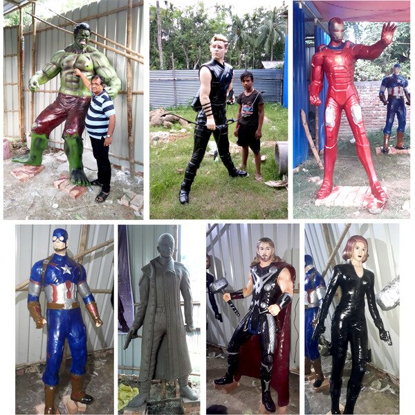 We are manufacturing FRP avengers statues in kolkata india.Hulk Statue - 8 feet 6 inchesClint Barton Statue - 7 feetIron man statue - 7 feetCaptain America statue - 7 feetNick Fury statue - 7 feetThor statue - 7 feetBlack widow statue - 7 feetavengers statue manufacturer, hulk statue manufacturer, avengers statue manufacturer in kolkata, hulk statue manufacturer in kolkata, avengers statue manufacturer in india, hulk statue manufacturer in india, marvel statues, iron man statue manufacturer, iron man statue manufacturer in kolkata, iron man statue manufacturer in india, hulk statue for sale, darth vader statue, life size statues, hulk figure, spiderman statue manufacturer, spiderman statue manufacturer in kolkata, spiderman statue in india, avengers sculpture, alien statue, batman statues, large hulk statue, thor statue, superhero statues manufacturer in kolkata, superhero statues manufacturer, captain america statue, venom statue.