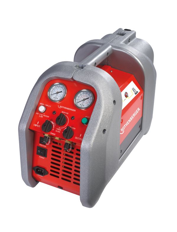 Refrigerant recovery device ROREC ProThe ROREC refrigerant evacuation devices are used for the evacuation of refrigerants from refrigeration and air conditioning systems as well as heat pumps. Thanks to its power, evacuating and emptying the device is easy.PRODUCT PROFILEMaintenance-free operation through oil-free 2-piston compressor4-pole motor guarantees durability of the machineLow noise and vibration emissions because of its compact designSimple and safe work through intuitive operationEmptying of refrigerant residue by using the PURGE function for working with different refrigerants