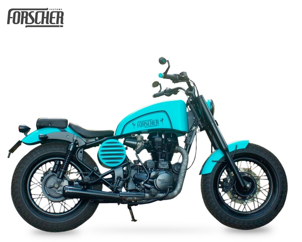 Forscher Combatant's is inspired by the unyielding strength of martial arts theme.Each of its part, design and Finish was carefully selected and crafted to create a combination of exquisite beauty and beast. The bike is stunning indeed but exceptionally powerful, fast and reliable too. FORSCHERCOMBATANT Forscher's Combatant was brought to life by the desire of our customer who is an ardent kick-boxer. We all have a fighter in us. Unleash the fighter in you. Struggles of life hold us back. Don't give in, let the fighter in you resurrect!