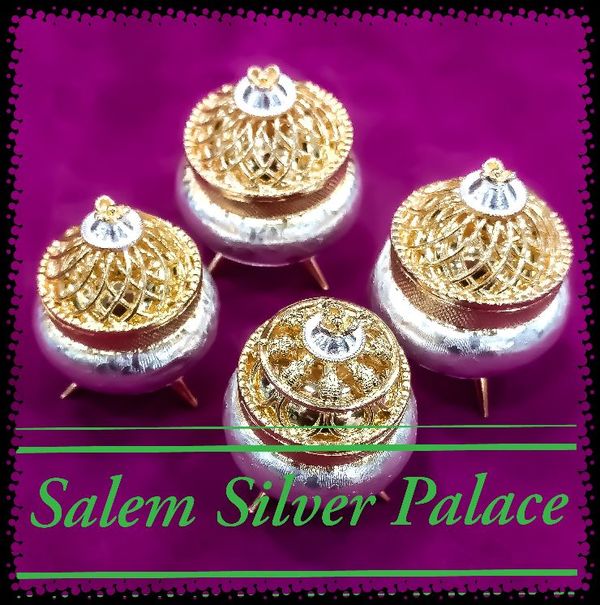 Akshya Trithiya collections. May 7th 2019. Silver Fancy kumkum chimilzh or kumkum box with gold plated designs. Less weight collections. Weight ranges starts from 25 gms. For wholesale and retail orders contactSalem Silver Palace9894353579Silver wholesaleSalemTamilnaduIndia 🇮🇳