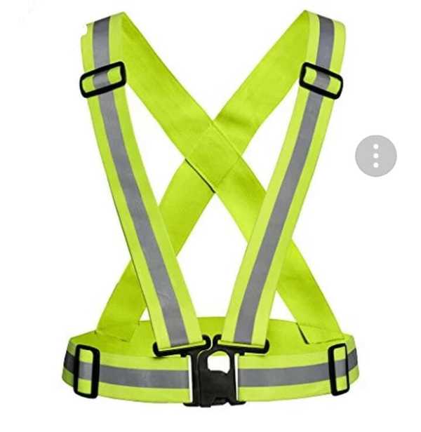 REFLECTIVE CROSS BELT WITH BUCKLE FITTING IS FLEXIBLE CROSS BELT.COLOURS AVAILABLE- ORANGE/GREEN