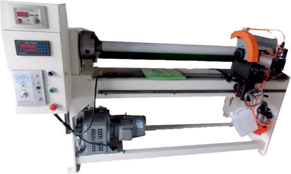 Tape rewinding machine and Slicing machine for masking tape. For BOPP tape ,double side tape, masking tape, kraft tape, cloth tape, foam tape on all kinds of adhesive tape rewinding.Characteristics:1. Two-section of electronic counter to control the length of material accurately, Auto returning to zero.2. Magnetic powder type winding control; rewinding smoothly ; easy to control.3. Semi-Automatic Cutting machinery is used for the splitting of sticker, double-side tape, masking tape, BOPP tape and so on.4. Semi-Automatic Cutting Machine has pneumatic rotary blade for splitting, pneumatic disc feed and tail stock (the tail stock is designed with protection device for inadequate air pressure.), PE rubber tubes are designed on the main cutting shaft for disc protection so as to avoid damaging the blade. The precise splitting length depends on locating shafts, which is hexagonal shaft.Maximum width of the raw material: 1300 mmMaximum diameter of the raw material: 600 mmMinimum width of slitting: 3 mmThe diameter of the paper core: 3 inchWorking voltage: 415V 50HZPower: 1.5KW