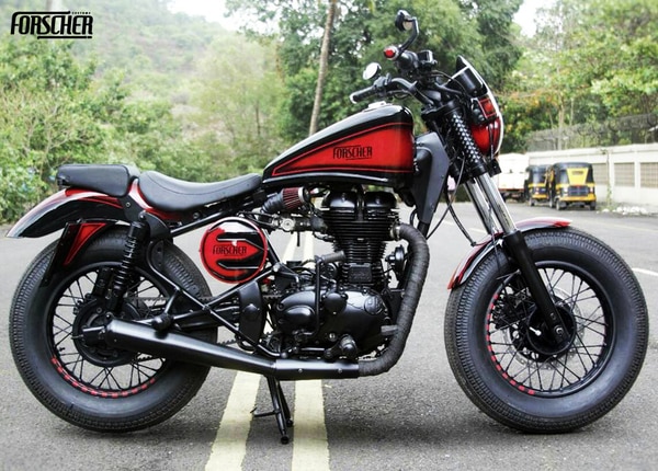 Where the mind is without fear, independence is inevitable. There's something about black, you feel hidden away in it. Black symbolizes Sophistication, Elegance and Mystery. When combined with Red it manifests into an undefiable and invincible combination. Red, the first colour of spring, a colour of rebirth and of new beginning. Red symbolizes energy, passion, love, speed, strength and intensity. FORSCHERRED AND BLACK Forscher Customs aims to explore and venture into the unknown and bring to you a beast never seen before. Experience the epitome of the never say die attitude. Presenting to y'all, Forscher's very new creation, as fierce as red and as definite as black, the zenith of will power like The Gladiator.