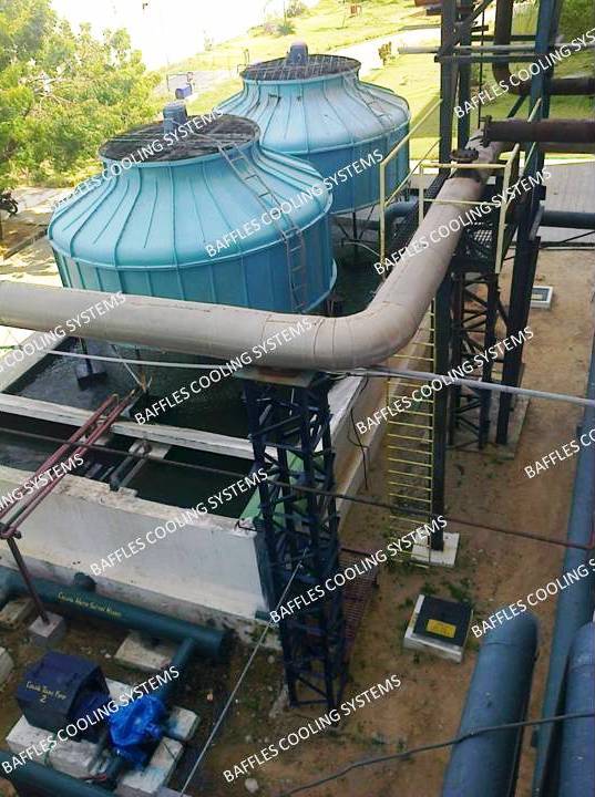 Cooling tower is a heat rejection device . In all the sectors has been used in this type of FRP cooling tower.Its main function is that removing heat from the hot water.In machinery process, hot water comes from the machine into cooling tower . It will be decrease the temperature at Atmospheric range and again the same water is to used for recycling purpose .    Nowadays customer is preferred in this type of FRP cooling tower.FRP means FIBRE REINFORCEMENT PLASTICS.FRP cooling tower has been recently developed material for extra strengthening purpose. Its main advantage is very strength.FRP coating cooling tower can be 2 to 10 times stronger than steel plates and while their weight is just 20% of that steel.  Baffles cooling Systems to dedicate and specialized design for FRP COOLING TOWER . We have designed FRP cooling tower as per the customer requirement specification. Our design teams analyze and calculate the process design .  We have  10 TR to 1000 TR and above 1000 TR we will connect serial connection. FRP Cooling Tower better features and performance : •	We have small size to bigger size of the FRP Cooling tower. Product range from 10 TR ,15 TR , 20 TR, 25 TR ,30 TR , 50 TR ,80 TR , 100 TR, 150 TR, 200 TR, 250 TR, 300 TR, 350 TR, 400 TR, 500 TR ,800 TR, 1000 TR .•	We have experienced FRP molders .So FRP has been strong bonding of fibre matrix with Resin matrix.   •	Its easily remove the heat from the process. Heat dissipation easily will be conducting.•	All the steel material to be GALVANIZED for anti corrosion purpose.•	We have experienced FRP COOLING TOWER ERECTION TEAM . So easily erection and commissioning for avoiding extra days for run the process. •	 We monitoring periodically maintenance and asking performance to supplied FRP cooling tower .Advantage of FRP cooling tower :	Corrosion resistance	Light Weight	Electromagnetic Neutrality	Thermal insulation 	Against De-Scaling 	Structure build in any area like sea regions , top of the sealing area.We offer Cooling Tower spare parts :•	COOLING TOWER MOTOR ( 0.5 HP,1 HP,1.5HP , 2HP , 3HP,5HP,7.5HP,10 HP,15 HP)•	GEOMETRIC FANS ( ALUMINUM / PVC ) ( 4 LEAF , 6 LEAFS)•	HUB  ( ALUMINUM / PVC )•	SPRINGLER ( ALUMINUM / PVC ) •	HONEYCOMB FILLS – HIGH TEMPERATURE RANGE•	DRIFFTING FILLS •	NOZZLES –PVC•	GALVANIZED STEEL STRUCTURE•	CT FLANGES Data requirement for FRP Cooling Tower Design :•	Volume Flow rate ( LPM )•	Inlet Temperature ( °C )•	Outlet Temperature ( °C )•	Wet Bulb Temperature (°C ) 