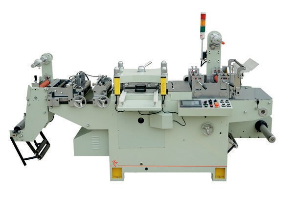 The machine adopts accurate flatten die-cutting system, material towing controlled by servo motor, web-guiding by three photoelectric eyes. Die cutting, waste rewinding and finished-material rewinding are finished in one process. It is suitable for die cutting of adhesive paper, Dacron label and laser hologram mark, This is the ideal association equipment for the flexo printing machine, silk screen printing machine, gravure printing machine and hologram mark printing machine, and it’s the most efficient machine for printing house.