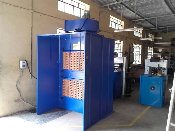 Cleantek Dry type spray booth is an enclosed workstation designed for the capture of aerosol and spray paint overspray and fine mist fumes. The system filters overspray using a paint arrestance prefilter and exhausts harmful VOC fumes outside to protect operators. Dry type models used in Common applications included Pumps, motors, valves, gear boxes, toys mfg, manufacturing coatings and other airborne fume applications.