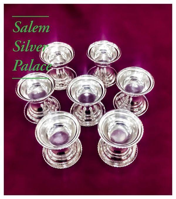 Silver Harathy Lamp. Weight 10gms/pair. Silver Pooja article. Recommended for gift purposes also. For details contactSalem Silver Palace9894353579Silver wholesaleSalemTamilnaduIndia 🇮🇳