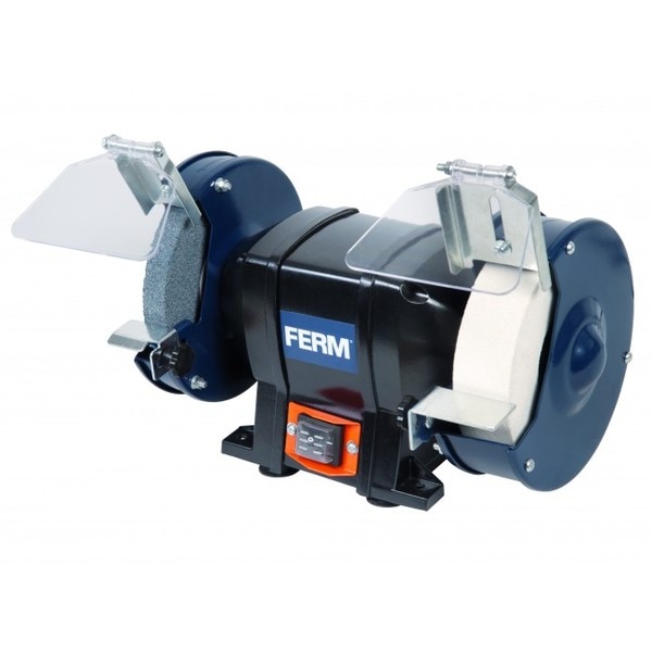 The FERM BGM1020 is suitable for fine and coarse grinding. This way, you can carry out with this machine the most varied grinding jobs, in a fast and easy way, and your bits, screw drivers and scrapers keep their best shape.The grinder can easily be mounted on a workbench and it is provided with a dust proof switch for a long life span. This BGM1020 grinder is provided with a coarse and fine grinding disk. The coarse grinding disk (on the left) is suitable for the most common steel grinding jobs in combination with chisels, paint scrapers, metal deburring, materials in the form of tubes and strips, etc. The fine grinding disk (on the right) is most suitable for grinding finer materials such as knives and scissors. In addition to that, this stone has the same possibility as the stone on the left, with the advantage that it is a wider and finer stone, which makes fine grinding possible.Features- Dust proof switch for extra long life span- P36 & P80 grinding stones for fine and medium grinding- Spark arresters for safe working- Work rests for comfortable working- Mountable to your workbenchTechnical SpecificationGross weight - 8.2000Power input - 250WNo load speed - 2.950 /minGrinding stone dimensions - 150 x 20 mmWhite grinding stone dimensions - 150 x 40 mmGrinding stone bore - 12.7 mmMains voltage - 230 VFrequency - 50 HzIncludes - 2 Grinding stones (P36 &; P80) - Spark arrester - Work rest - Safety glasses Manufacturer's warranty - 6 months (T & C apply)We are authorised service centre for FERM Power Tools Tel : 022-23736027 For sales : + 918017265815, sale@fairtradecorp.in