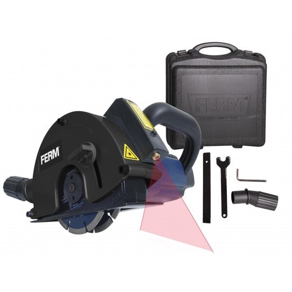 This WSM1009 Wall Slotter has a capacity of up to 1.700 Watt and a saw blade of 125mm. That is enough to mill through the hardest stone and concrete types. The Wall Slotter makes 14, 19 and 29 millimeters wide grooves without any effort!In addition to that, the cutting depth can be set up to 28 millimeters. This way you can easily tuck away cables and wires. The Wall chaser is also provided with many functionalities, which makes it the ideal machine for the real Do-it-yourself! This way you can easily connect the vacuum cleaner to the machine and the laser makes sure that you can work with high precision.Technical SpecificationGross weight - 7.9200Cutting depth - Max. 28mmDisc diameter - 125mmCutting width - 14/19/29mmPower input - 1.700WNo load speed - 4.000/minMains voltage - 230V~Frequency - 50HzIncludes - 2 pcs. Diamond discs - 2 pcs. AAA batteries for laser - Chisel - Universal dust adapter - Spanner - Hex key - Storage caseManufacturer's warranty - 6 months (T & C apply)We are authorised service centre for FERM Power ToolsTel : 022-23736027 For sales : + 918017265815, sale@fairtradecorp.in