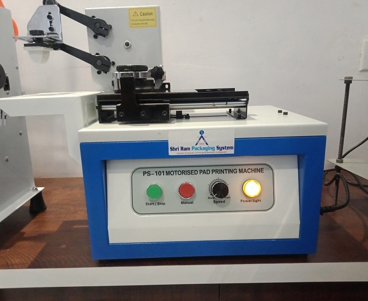 Electric Pad printing machine or Motorised pad printing machine is used to print fixed format prints like logo, dates, best before date, exp date, design , brand name etc on various products like label, carton, pouch, objects, CCTV, camera, bottles, LED bulb, electric parts, auto parts, stationary item, fabrics, pipes & fittings, tools, and any other solid surface, glass items, tin container, plastic parts etc