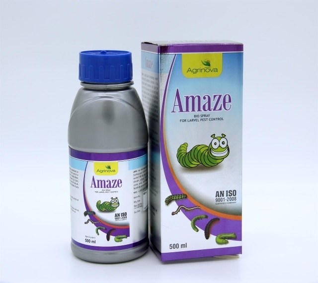 Amaze is a product based on Bio-Technology research containing highly specialized bio derivatives in the appropriate scientific concentration which gives the best control for the larval pest of all agricultural crops like all vegetable crops.Crops : All Agricultural Crops like Cotton, Sunflower, Tur, Gram, Mustards, Cumin, Coriander, Fennel, Sugarcane, Tobacco, Tea, Coffee, All Vegetable crops like Chillies, Tomato, Bhindi, Brinjal, Cabbage, Cauliflower, Onion, Garlic, Potato, Turmeric, Ginger all Fruit crops etc.Packing Available : 20 ml/ 60 ml/ 100 ml/ 250 ml/ 500 ml/ 1 Ltr Bulk Packing Available : 25 Ltr, 50 Ltr, 200 Ltr HDPE container