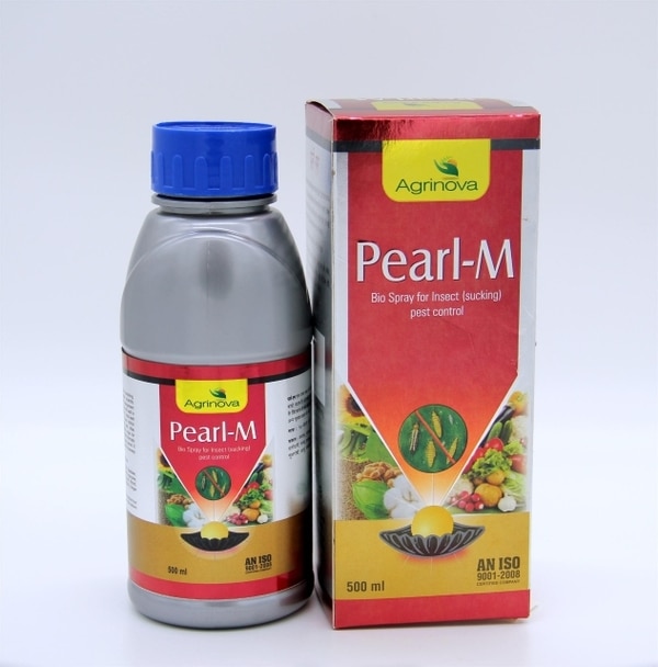 Use of Pearl-M on all crops will lead to kill all plants hazardous mites as well as control insect-pest particularly. Thrips very effectively. It also control other pests like Aphids, Jassides, Leafminer and such other hazardous sucking insect damaging all agricultural crops for very longer duration.   Dosage : 10ml per 15 Litre spray volume, 100ml per acre.Crops : All Agricultural Crops like Cotton, Groundnut, Till, Soyabean, Sunflower, Tur, Gram, Mustards, Cumin, Coriander, Fennel, Sugarcane, Tobacco, Tea, Coffee, All Vegetable crops like Chillies, Tomato, Bhindi, Brinjal, Cabbage, Cauliflower, Onion, Gralic, Potato, Turmeric, Ginger all Fruit crops etc.Packing Available :  10 ml / 50 ml / 100 ml / 250 ml / 500 ml / 1 Ltr Bulk Packing Available : 50 Ltr, 200 Ltr HDPE container