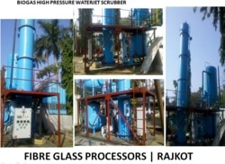 Product Details:Minimum Order Quantity	 500 LitrePlant Capacity	                 upto 20000m3/hrPlant Design	Standard, Customized, plant to be designed for any specific requirement by the clientArea to be Covered	         10000 sq. ft.We are manufacturing FRP Waterjet Scrubbing system for purification of Biogas.We result gases are CH4>95%we also remove moisture from the scrubber gases.the system is comapct design requires minimum of the space.water requirement is very low- as we re-use the water.the efficiency of the FGP make Waterjet Scrubbing System is 85% more.Additional Information:Pay Mode Terms: L/C (Letter of Credit),T/T (Bank Transfer),OtherPort of Dispatch: Kandla PortProduction Capacity: 10000m3 hrDelivery Time: 1 monthPackaging Details: standard packing