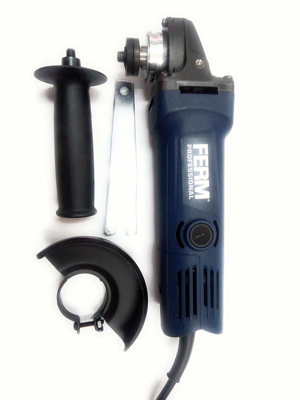 Features- For grinding jobs you need a real powerhouse! For this you use the FERM AGM1104P with a power of 850 Watt and a disc diameter of 100mm.- This Angle Grinder is suitable for Do-It-Yourself- The soft grip side handle makes the powerful and professional sharpener a very handy machine.- Grinding discs can be quickly and easily changed by the spindle lock.- The 2 meter long rubber cable gives freedom of movement during work.Technical SpecificationPower input - 850wNo load speed - 11.000/minVoltage - 230-240V~Frequency - 50HzDisc diameter - 100mmSpindle - M10Cable length - 2mManufacturer's warranty - 6 months (T & C apply) We are authorised service centre for FERM Power Tools Tel : 022-23736027 For sales : + 918017265815, sale@fairtradecorp.in