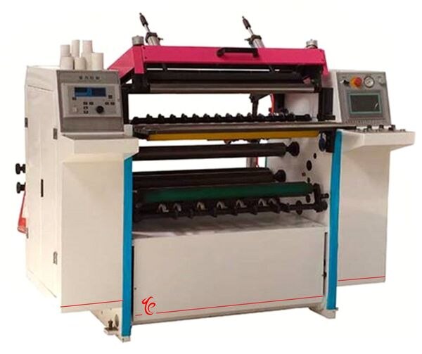 Application:This machine can slit at high speed, automatic making of thermal paper roll. Suitable for making POS roll, lottery ticket rolls, cash register rolls, invoice rolls, slitter, rewinder.Technical Description:Automatic Slitter rewinder has operating system interface and monitoring functionSlitting with circular sheer cutting blades. The length/diameter settings via the touch screen. The whole stick rolls push out, cutting the rolls at set length position with automatic gluing device and Mark device with a uniform ink marker, mark length and width can be adjusted, low loss, easy operation, no leakage marking.Trim waste paper collect device with blower. 2 Automatic core loader device (standard)Unwinder: 1rollUnwinder core diameter: 76mmWeb width: Max.900mmWeb diameter: Max1000mmSlitter width: Min. 30mmRewinder diameter: 30 - 180mmRewinder core diameter: 12-25mmAir supply: ≥0.8 mpaSpeed: 200m/min(1ply)Core shaft length: 900mmCore shaft Dia.: 12-25mmSpeed: MAX.100 pcs/minRewind Shaft Diameter: 12mmSpacer: 1setKnife seat: 10 pcsBlade knife: 10 pcsBottom knife: 10 pcs