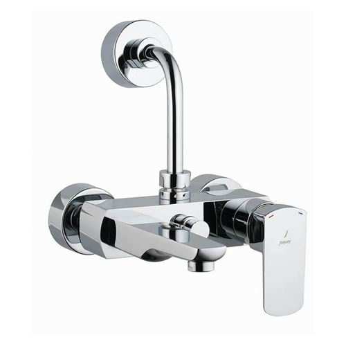 Crome Finish look with light pattern of single lever wall mixer with provision for overhead shower.