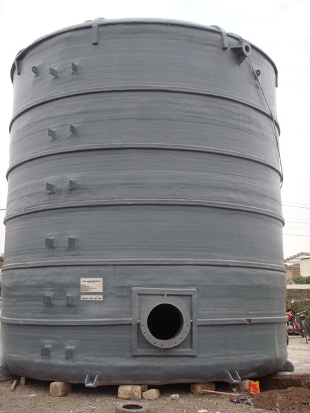 We at FGP Manufacture PP lined FRP tanks to suit the chemicals and for a longer life period.We also offer various thermoplastic Liners like: 1. PP – Polypropylene2. PVC – PolyVinyl Chloride3. C-PVC – Chlorinated PolyVinyl Chloride4. HDPE – High Density Poly Ethylene5. PVDF – Poly Vinilidine Flouride6. PTFE – Polytetrafloroethylene7. FEP – fluorinated Ethylene propylene8. E-CTFE – Chlorotrifluroethylene9. PFA – PerfluroalkoxyWe manufacture the FRP Tanks with manufacturing processes like : Hand-Lay up Process / Contact Moulding , Filament Winding Process , Spray Lay up.The design codes followed by us to maintain the quality of the product are : BS : 4994 : 1987, BS EN 13121, ASME - SECTION – X, ASME RTP -1-2000, ASTM D 3229-81, ASME B 16.5.The resin system used are :a. Polyesterb. Vinyl Esterc. Epoxyd. PhenolicThe Various Storage tanks manufactured by us for different industries are : 1. Horizontal / Vertical Orientation tanks2. Ultra pure Water tanks3. Underground Storage tanks4. Food Storage tanks5. FRP Silos6. Chemical Storage tanksOur capacity ranges from 1000 Litres to 2, 50,000 Litres. In past we have manufactured FRP Panel Tank – with capacity of 675m3. We also carry out FRP Lining at site for concrete & steel. We have dedicated team for site fabrication. The tanks are utilized in various industries ranging from 1. Caustic Chlorine Plant2. Bromine & Salt Plant3. Desalination plants4. Dyes & Chemicals5. Paper & Pulp Industry6. Wire Drawing7. Cold Rolling Mill8. Hot Dip Galvanising unit9. Sugar Plant