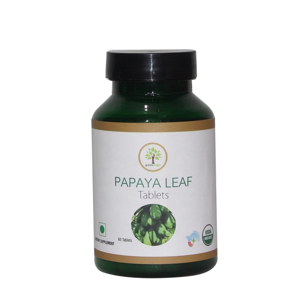A Pure, Natural & traditional product as per Indian System of Ayurveda All our products undergoes stringent human quality check at various stages to deliver the best product.Prevention Of Platelet Dialysis Excellent Noninflammatory And Antioxidant Activity, Helps Strengthen Immune SystemIt has been formulated as vegetarian capsules. Our capsules are easy to swallow. Get your daily dose of papaya leaf capsules for a healthy lifeHelps strengthen the immune systemPack Of: 60 Tablets