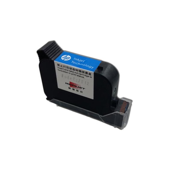 Black quick dry handheld inkjet printer ink cartridge with TIJ2.5 original imported. Quick dry environmental ink cartridge. Abundant color and clear view. Plug-and-play, easy to operate. Product FeatureItem Application RangeJS10 Suitable for printing QR code, bar code with high resolution, mooth printing, resistence to block and bright color. It is appropriate for PP, medical case, coated paper, stainless steel metal.JS12 Suitable for stainless steel tube, light steel keel, metal, glass, aluminium foil, PVC, PE, PE-LD and PE-HD. In general, JS12 has a stronger adhesive force than JS10 and shorter ink drying time.